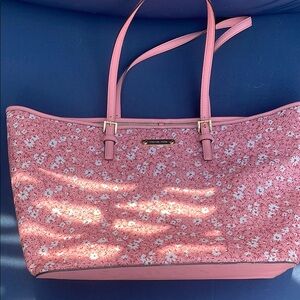 Michael Kors Pink and White Glitter Tote Bag